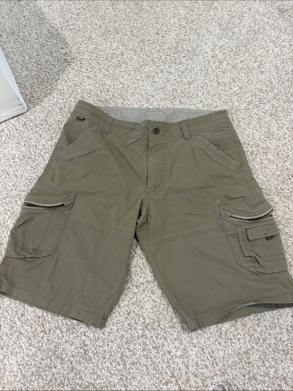 Kuhl Men's Olive Green Cargo Shorts with Zip Pockets